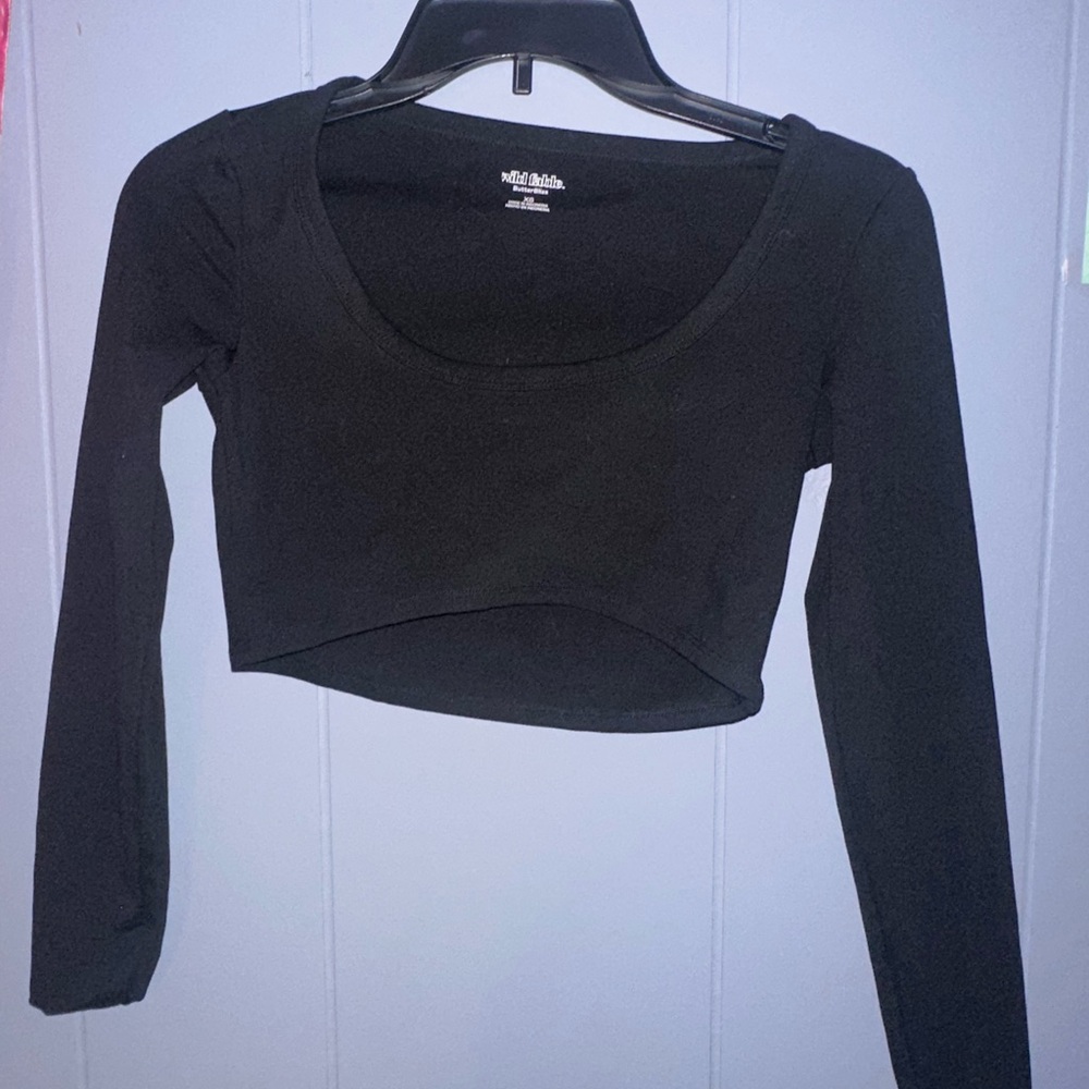 Wild Fable Black Fitted Bodysuit Crop